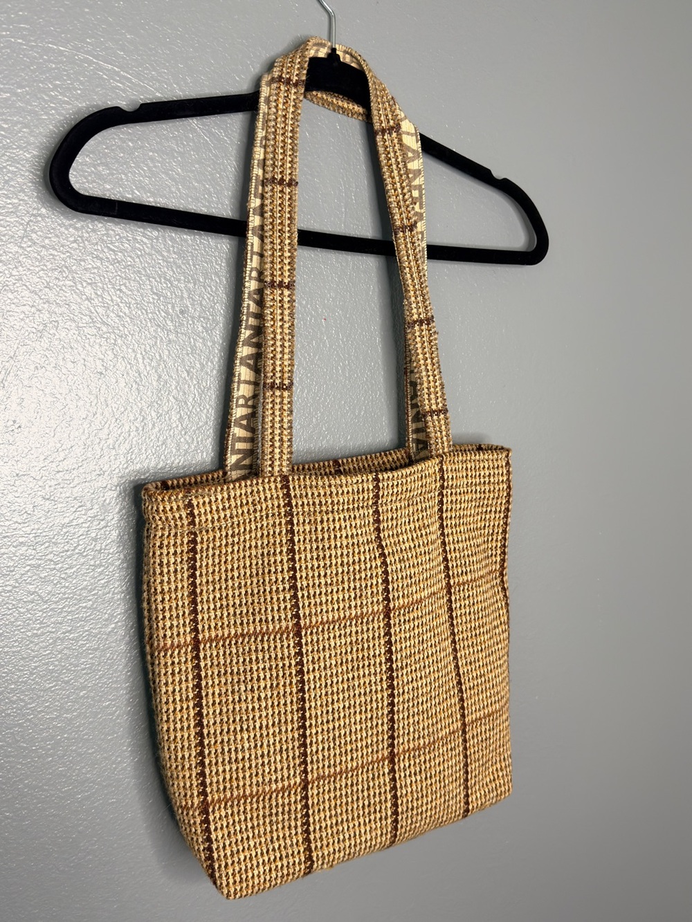 ANTA Carpet Check Pattern Tote Bag in Natural Wool